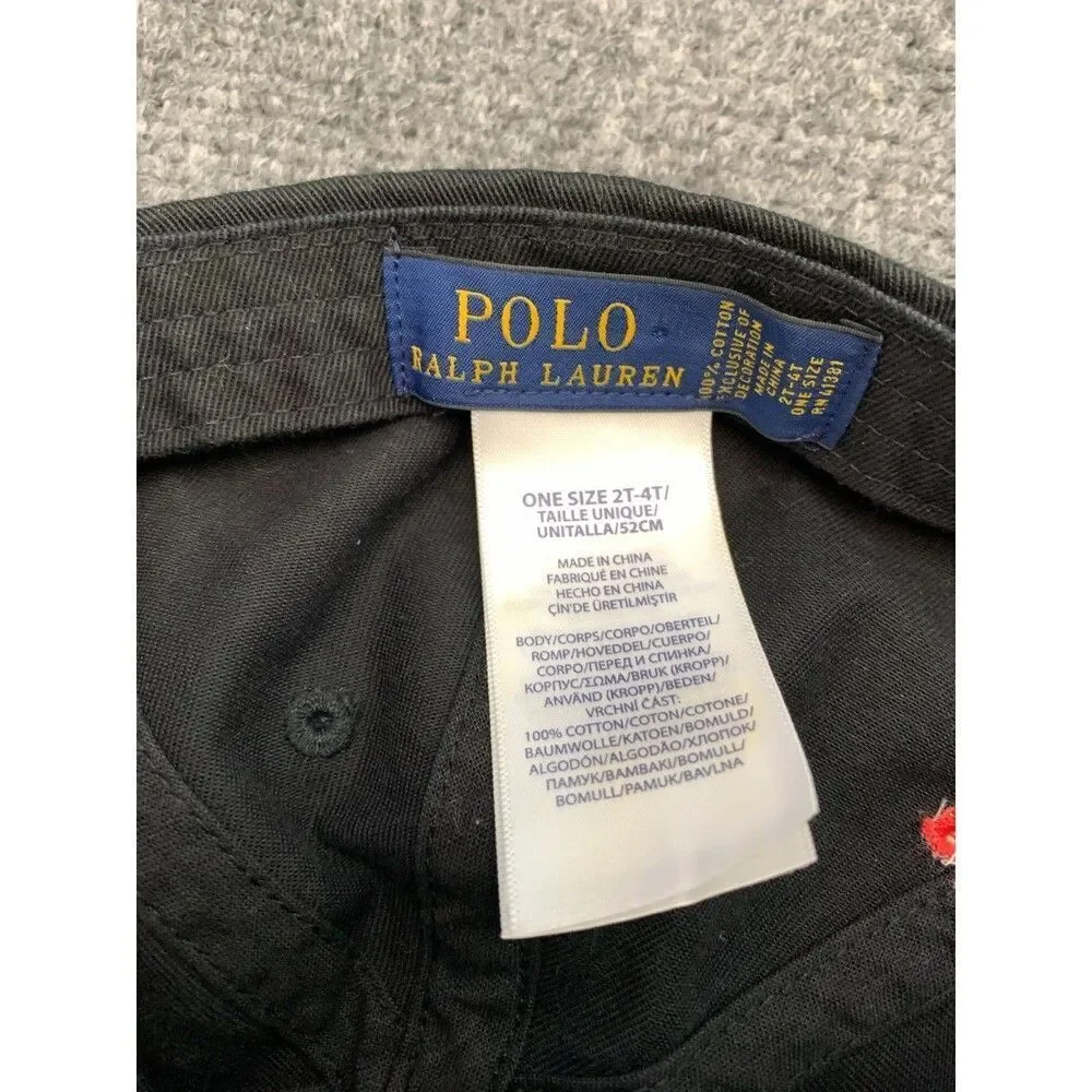 Polo Ralph Lauren Cap Hat Kids 2T-4T Sport Black Adjustable Preppy Cotton Twill